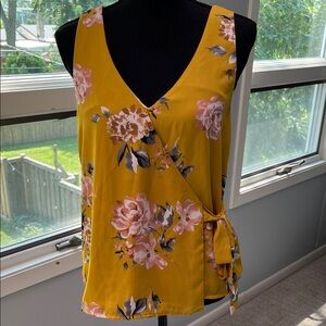 Matty M - Yellow Floral Wrap Tank Blouse NWT Sz S